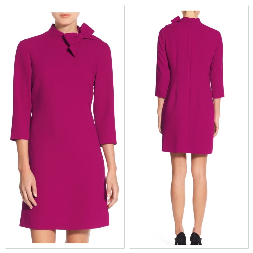 Eliza J Fuchsia Bow-Accent Shift Dress